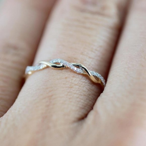NEW Rose Gold Diamond Twisted Eternity Ring - Picture 2 of 5